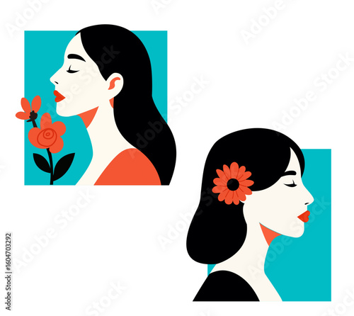 Elegant Women with Flowers 2