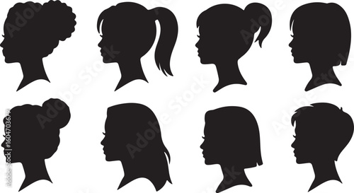 Diverse Hairstyles and Female Silhouettes A Vector Collection for Beauty and Fashion Design Projects and Creative Applications
