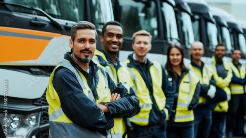 Truck drivers of an international logistics company showcase teamwork and dedication at the yard