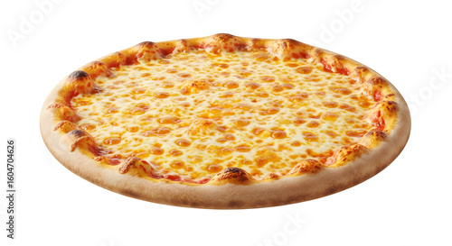 A full view of a freshly baked cheese pizza on black backdrop    .ai generative, transparent background, white background. isolated on white background