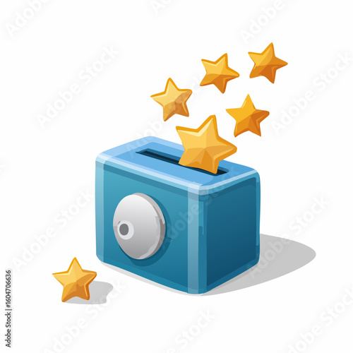 Pencil sharpener spitting stars – Small sharpener ejecting pencil shavings shaped like stars.
