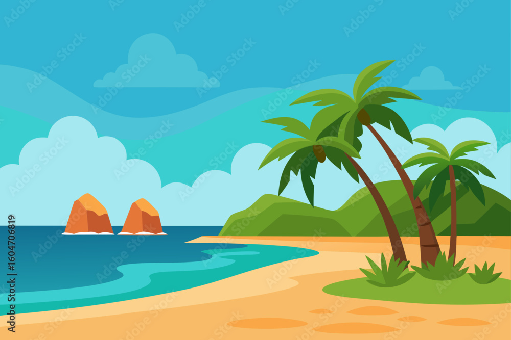 Fototapeta premium tropical beach with palm trees
