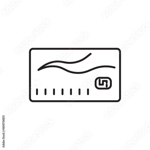 Minimal line icon of a prepaid card with chip and details, ideal for representing digital wallets, contactless payments, fintech services, banking tools, or online transaction platforms.
