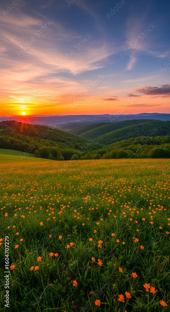 Fototapeta premium sunset in the field