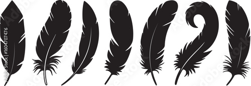 Elegant Feather Silhouette Collection Vector Set for Creative Design Projects and Artistic Visuals a Versatile Resource for Graphic Design