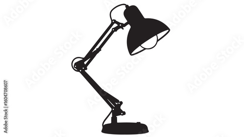Black desk lamp illustration on white background