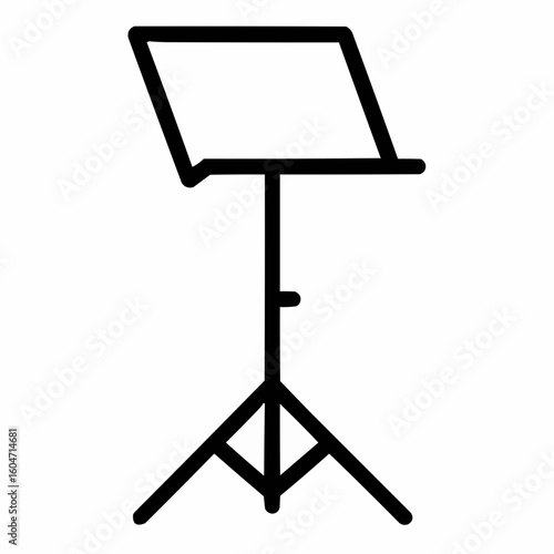 Music Stand. Tilted sheet music stand with adjustable neck. Single-line construction for easy vectorization