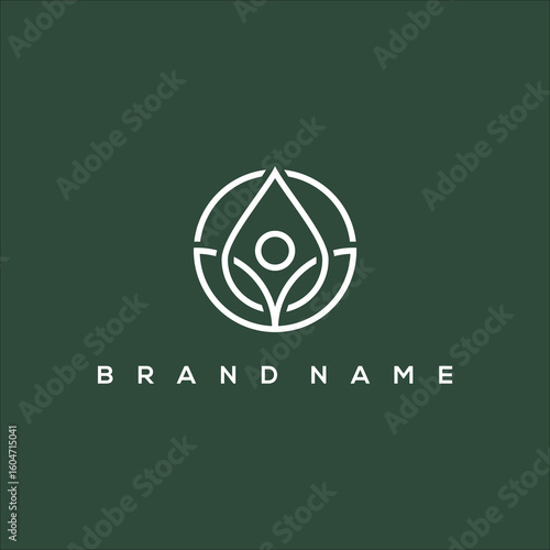 line art Wellnes in circle logo vector