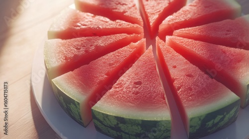 Watermelon slices arranged on a plate