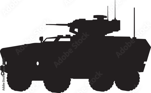 Armored Military Vehicle Silhouette Vector for Warfare and Defense Concepts