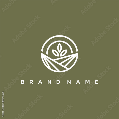 Wallpaper Mural line art agriculture plants in sun circle logo vector Torontodigital.ca