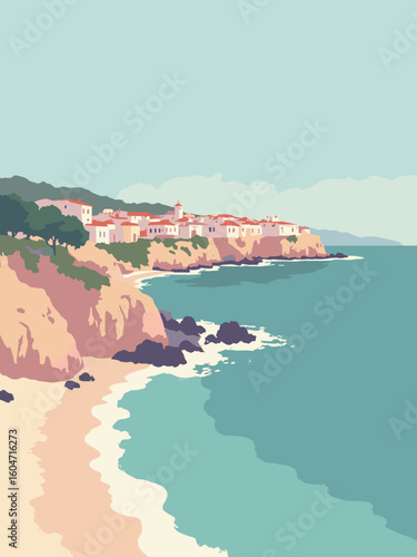 San Sebastián, Spain – La Concha Bay, Kursaal in bay blue, course cream, surf green, and shell pink