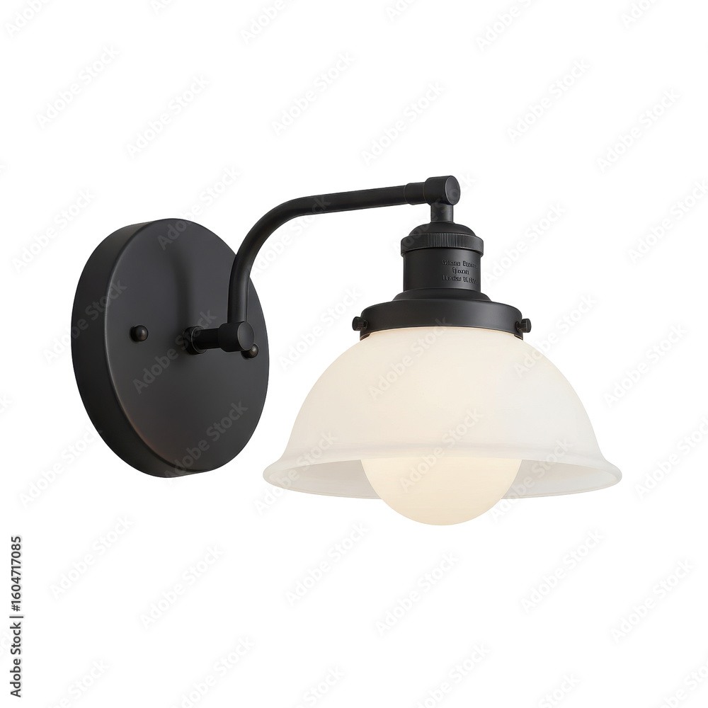 Fototapeta premium Elegant wall-mounted light fixture with a frosted glass shade illuminating a modern interior