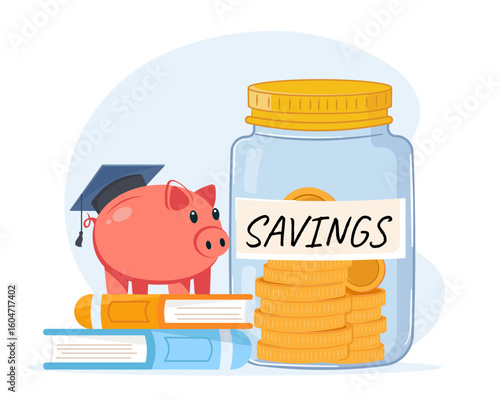 piggy bank saving money for education vector illustration