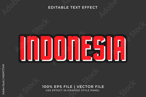 3D Indonesia Flag Editable Text Effect. Independence day of Indonesia element. Red and White text effect
