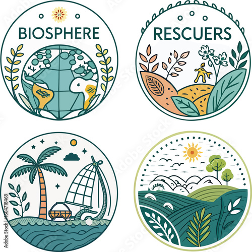 Collection of Circular Illustrations Vector