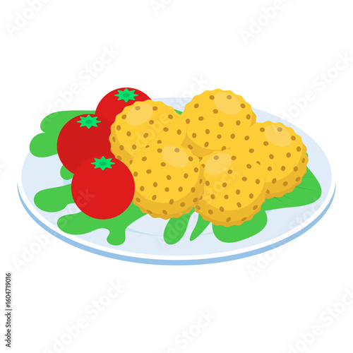 Mercimek Koftesi  isometric Concept, Turkish Lentil Balls vector design, Oriental cuisine symbol, Top dishes recipes Sign, Food exploration illustration 