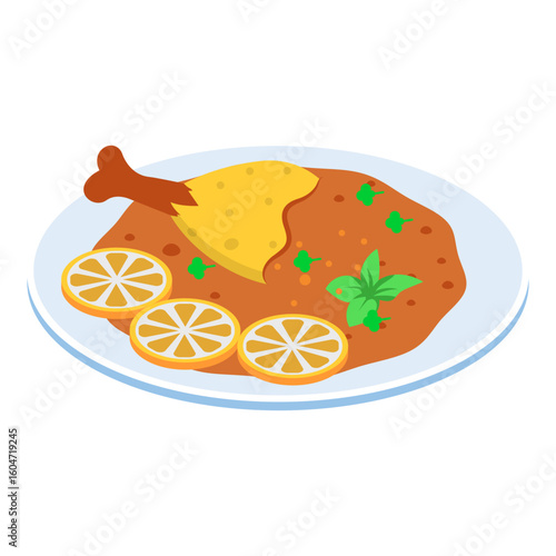 gosht karahi isometric Concept, famous Pakistani  kadai chicken vector design, Oriental cuisine symbol, Top dishes recipes Sign, Food exploration illustration 