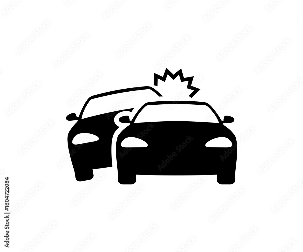 Obraz premium Car accident icon. Car crash icon. Car crash dangerous accident. Car accident, breakdown, collision and maintenance illustration on transparent background. 