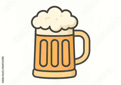 Cartoon Beer Mug with Frothy Head Illustration