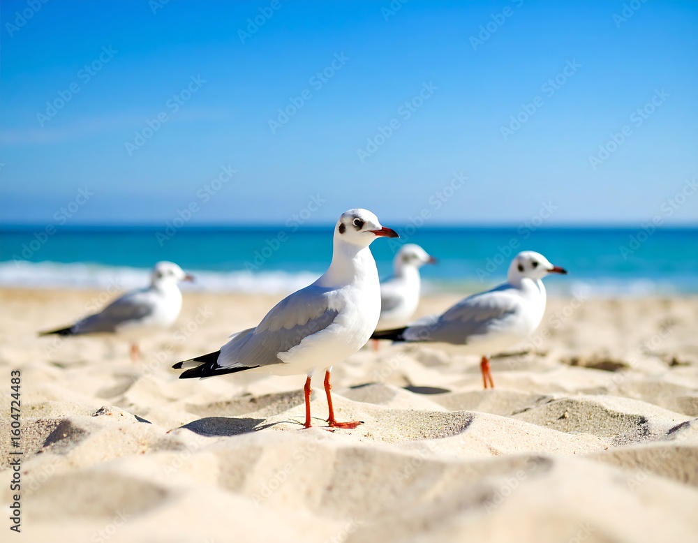 Fototapeta premium Seagulls on a sunny beach