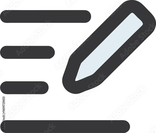 Pencil writing on lined paper icon lines edit