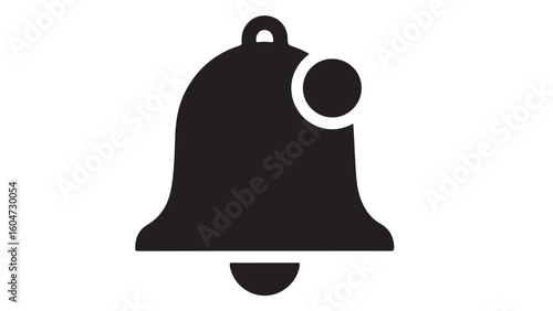 Black notification bell icon with dot, vector design element