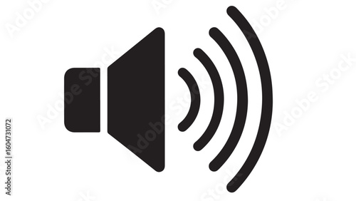 Sound icon isolated on white background, black and white vector symbol for sound amplification