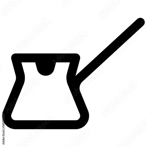 Cezve. Outlined stroke vector icon with black-filled details.