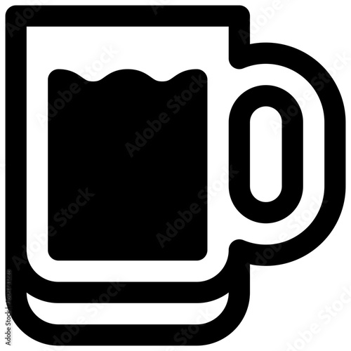 Americano coffee. Outlined stroke vector icon with black-filled details.