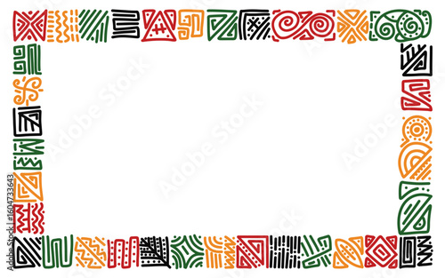 Borders And Frames Black history month , Frame for Juneteenth with space for text .colorful abstract rectangle frame