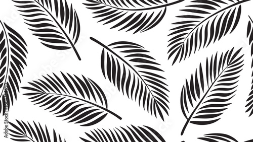 Black palm fronds on white tropical leaves