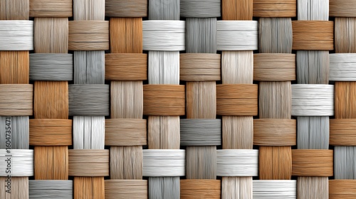 Woven texture pattern abstract background natural fiber design closeup surface material decorative artistic seamless fabric brown gray beige white color strands repeat clean defined