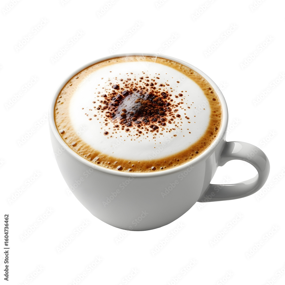 Obraz premium Aromatic Cappuccino in White Cup with Frothy Top.