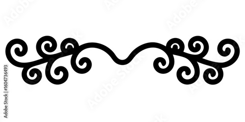 Chic Black Lace Ornament Divider – Lightweight Vector on transparent background, Ideal for Invitations or Posters (6)