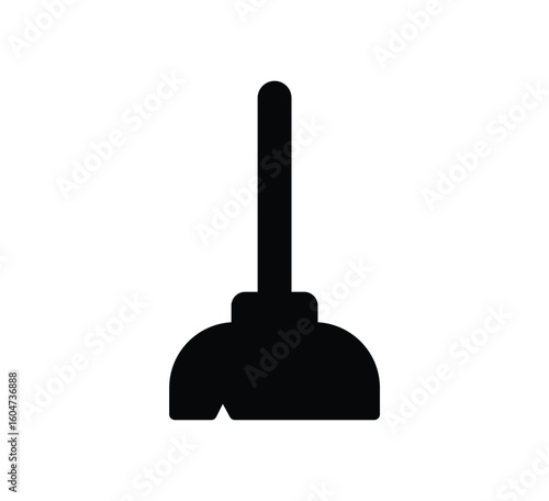 Simple Black Plunger Icon for Cleaning and Home Maintenance Use