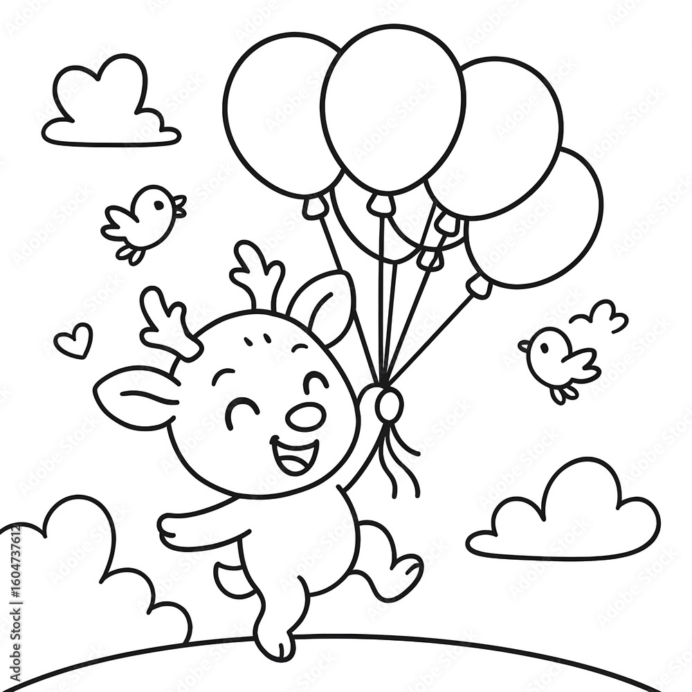 Fototapeta premium happy play balloons outline version