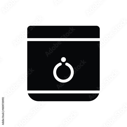 Simple Black Outline of Round Door Knob with Handle and Keyhole Symbol
