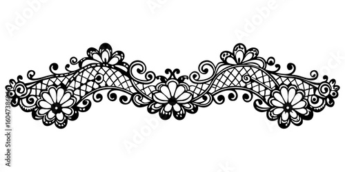 Black Vector Lace Divider  Clean White Background for Chic and Refined Design Use (2)