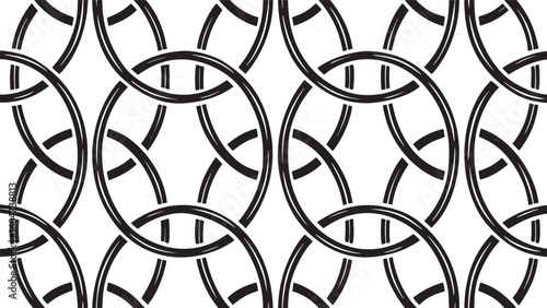 Interlocking black Celtic knot pattern on white seamless