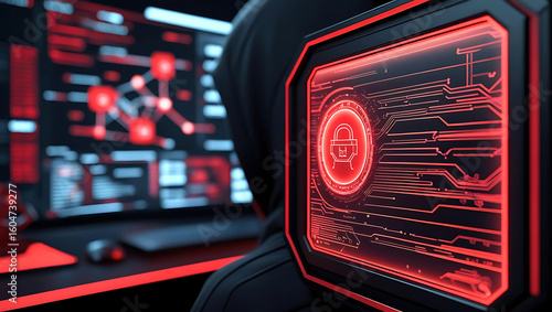 Cybersecurity expert analyzing digital threat intelligence and network security protocols