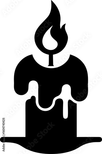 Halloween Candle with Melting Wax and Flame Icon
