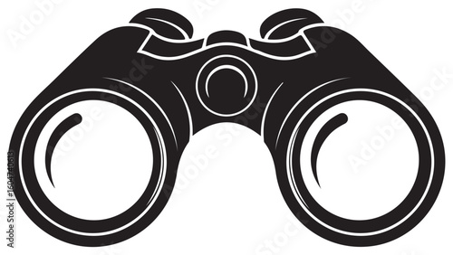Binoculars vector illustration, black and white graphic design for exploration or surveillance concept