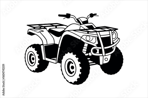 Black and white quad bike illustration all terrain vehicle