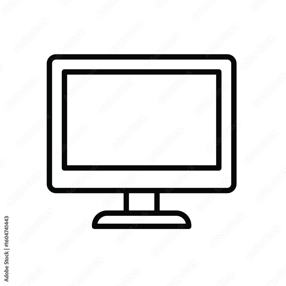 Minimalist Computer Monitor Outline with Blank Screen for Digital Content Minimalist Computer Monitor Outline with Blank Screen for Digital Content