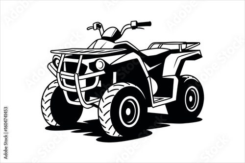 Black and white quad bike illustration all terrain vehicle