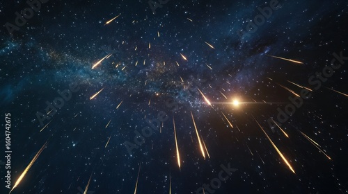 Starry night with shooting stars