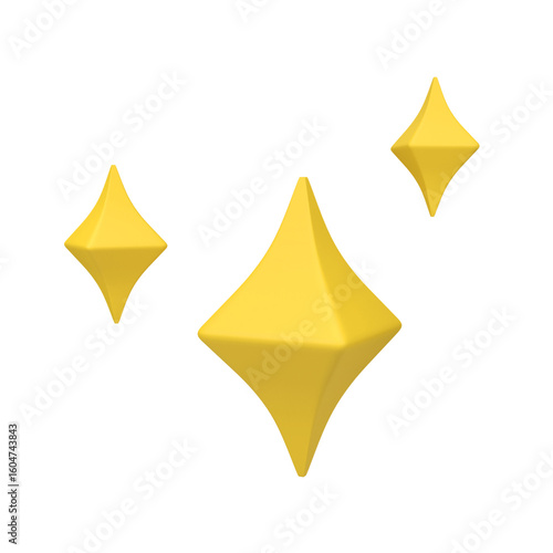 Yellow sparkle isolated 3d render icon illustration