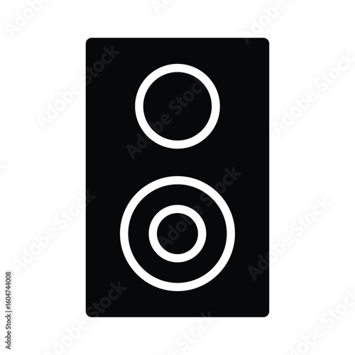 Black and White Illustration of a Classic Speaker Design for Audio Equipment