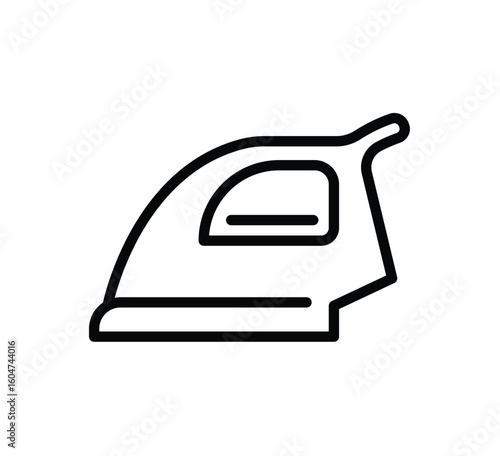 Minimalist Outline of a Modern Iron for Household Cleaning and Maintenance Use